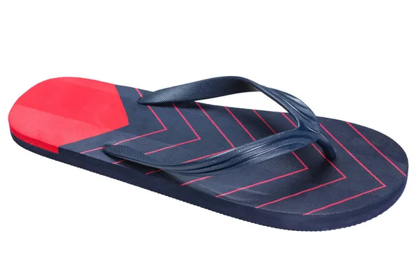 夏天的橡胶拖鞋 带带用于淋浴或海滩的板带 白色背景 — 图库照片
