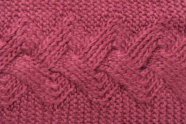 Knitted Fabric Burgundy Color Large Knit Large Patterns Arranged Horizontally — Stock Photo, Image