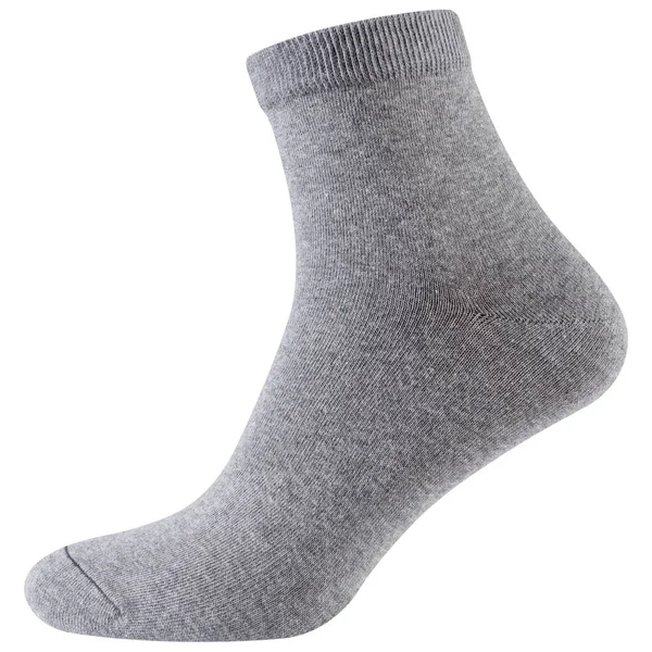 Hög Ljusgrå Voluminös Socka Vit Bakgrund Isolat — Stockfoto