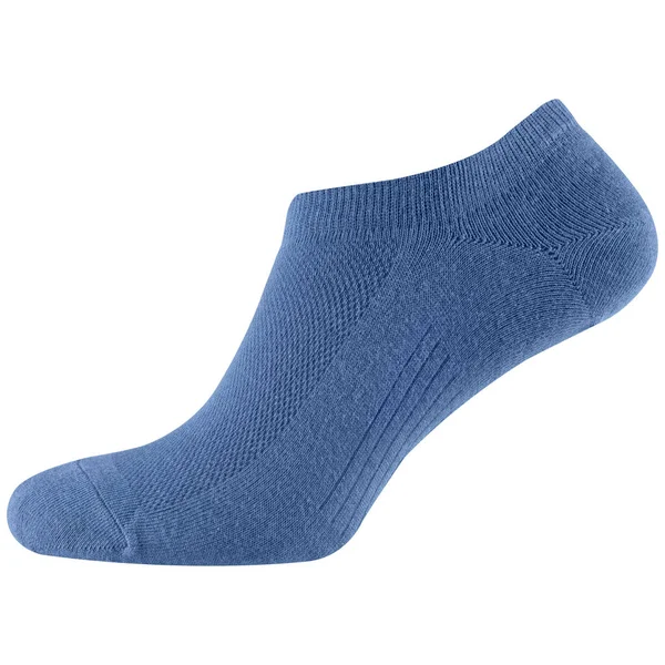 Синій Короткий Ємний Шкарпетка Носіння Влітку Білому Тлі Ізольований — стокове фото