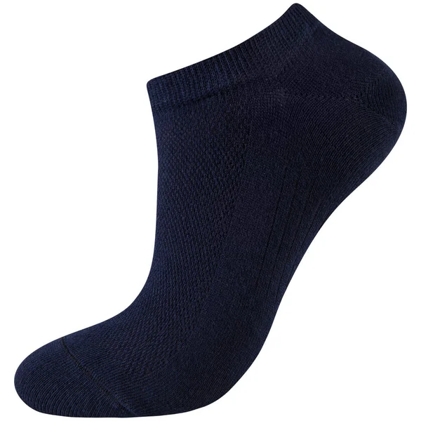 Donkerblauwe Korte Sok Voor Sport Dagelijkse Gebruik Een Witte Achtergrond — Stockfoto