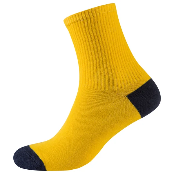 Yellow Long Sock Unisex Black Heel Toe Massage Effect White — Stock Photo, Image