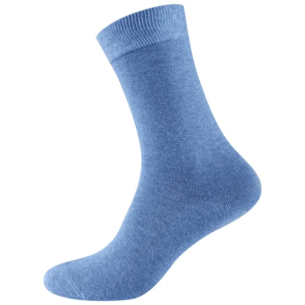 Довгий Ємний Синій Класичний Шкарпетка Білому Тлі Ізольований — стокове фото
