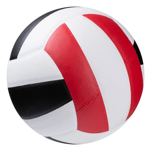 排球三色球 红色和黑色插入 白色背景 — 图库照片