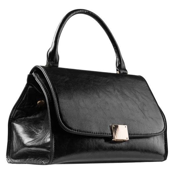 Bolso Negro Moda Para Mujer Con Cierre Oro Vista Lateral — Foto de Stock