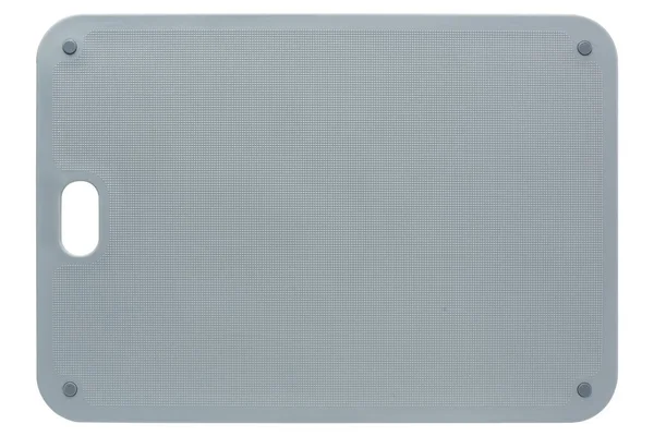 Modern Gray Plastic Cutting Board White Background Frontal Arrangement Isolate — Stock Photo, Image