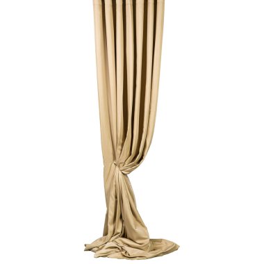 Plili uzun sarı perde, beyaz arka planda, izole