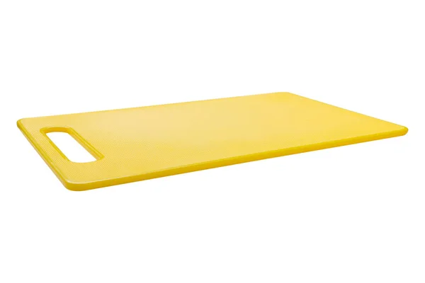 Placa Corte Plástico Amarelo Placa Nova Isolado Fundo Branco Isolado — Fotografia de Stock