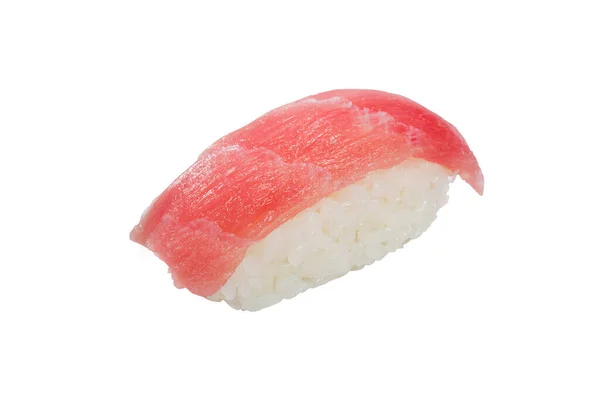 Sushi Nigiri Cola Arroz Pescado Alineados Aislados Sobre Fondo Blanco — Foto de Stock