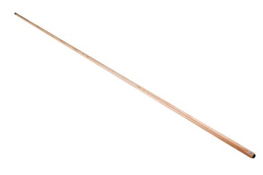 Beyaz arka planda bilardo oynamak için ahşap işaret