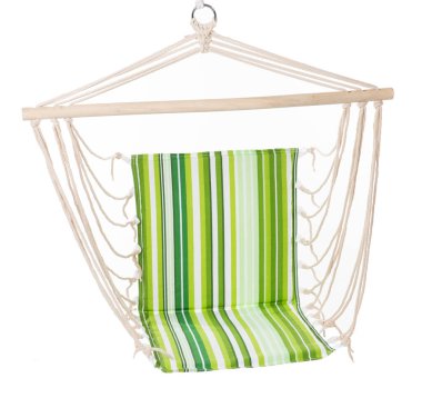 Çamaşır ipinde asılı duran kumaştan çok renkli salıncak, beyaz arkaplan izole