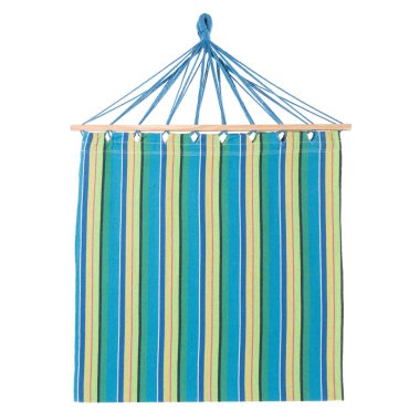 hamak iki kez katlanır dikey olarak asılı, beyaz arka planda, izole