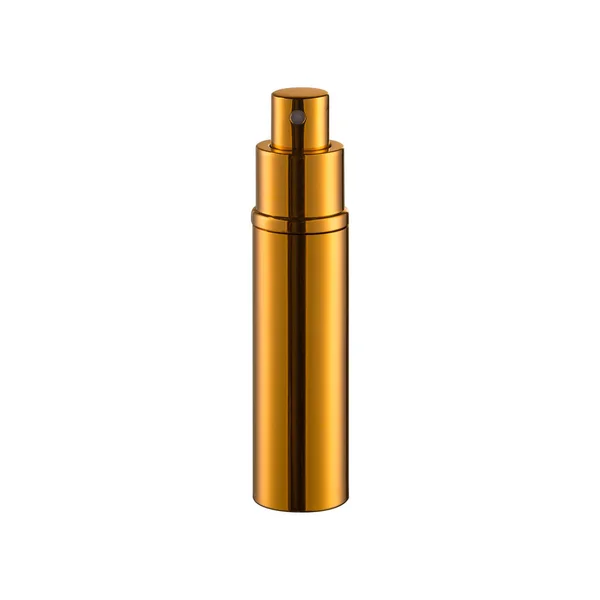 Gold Bottle Spray Perfume Cap White Background Isolate — Stock Photo, Image