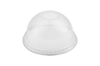 Beyaz arka planda, pipet için bir delik ile plastik bardak, izole