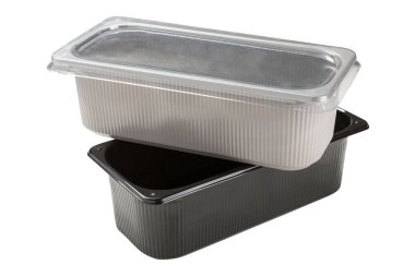Dondurma için iki plastik tepsi ya da beyaz arka planda başka bir yemek için.