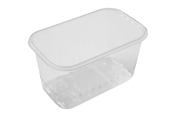 Conteneur Plastique Transparent Blanc Pour Nourriture Sur Fond Blanc — Photo