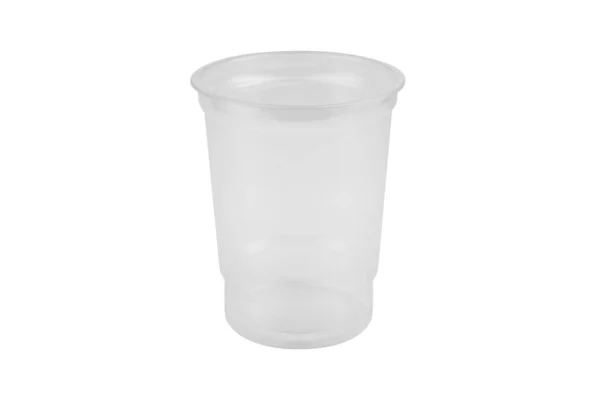 Vidro Plástico Transparente Branco Grande Para Bebidas Fundo Branco — Fotografia de Stock