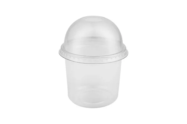 Grande Tasse Plastique Transparent Blanc Pour Boissons Froides Avec Couvercle — Photo