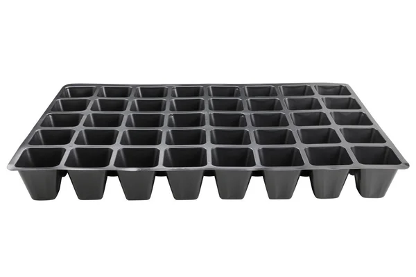 Produit Plastique Plateau Pour Plantules Plateau Noir Sur Fond Blanc — Photo