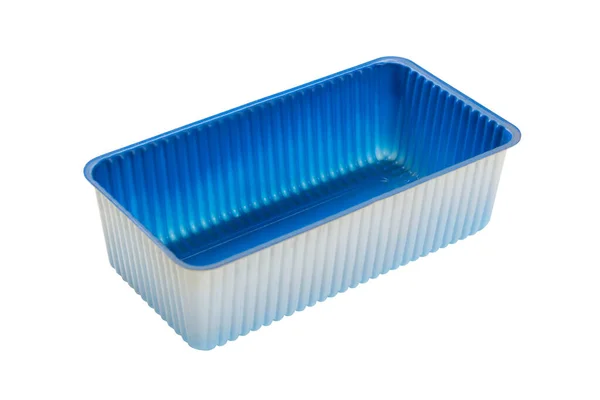 蓝色塑料食品容器 白色底座 — 图库照片