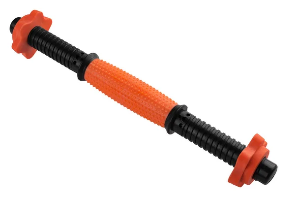 塑料棒 用于堆叠哑铃 橙色与黑色 白色背景 — 图库照片