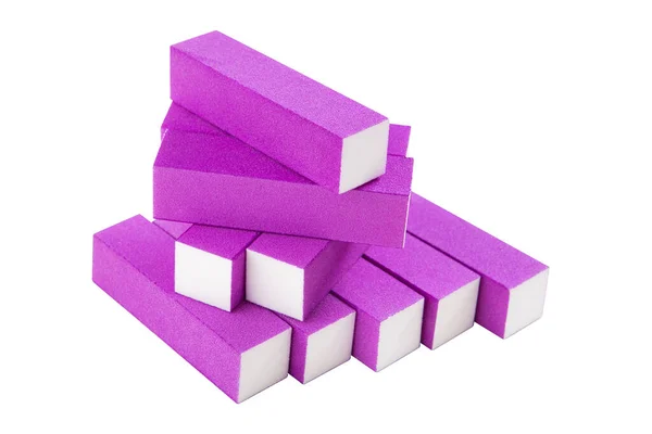Lot Nail Files Lilac Nails White Background Files Soft Basis — Stock Photo, Image
