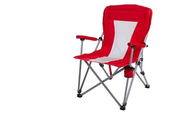 Red Folding Chair Camping Fishing White Background Isolate Copy Space — Stock Photo, Image