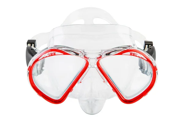 Red Diving Mask Frontal Location White Background — Stock Photo, Image