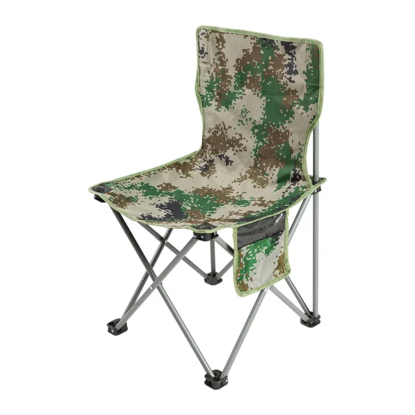 Chair Back Picnic Fishing Camouflage Fabric White Background Isolate — Stock Photo, Image