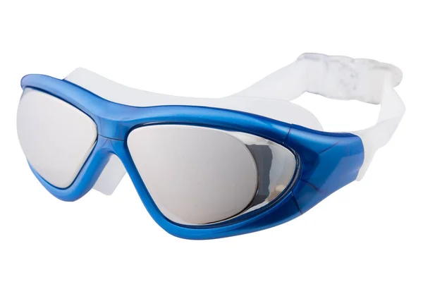 Modré Brýle Pro Plavání Bazénu Nebo Volné Vodě Zrcadlovými Brýlemi — Stock fotografie