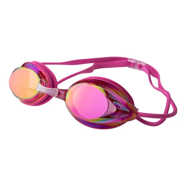 Gafas Baño Color Rosa Con Gafas Espejo Sobre Fondo Blanco —  Fotos de Stock
