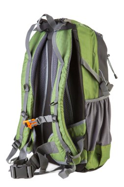 Orta boy sırt çantası, siyah ve beyaz arka planda yeşil.