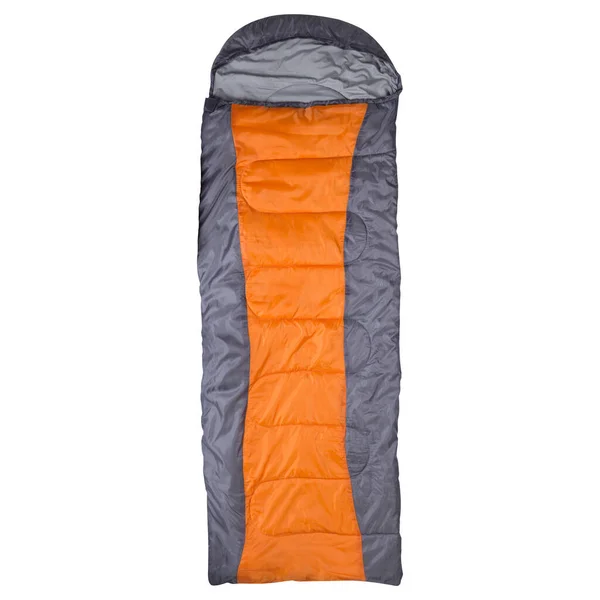 白を基調としたオレンジのストライプのグレーの寝袋 — ストック写真