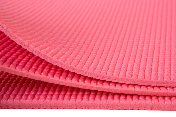 Beyaz arka planda yatay spor için mat, yoga ve aktif yaşam tarzı için yakın çekim, izole edilmiş