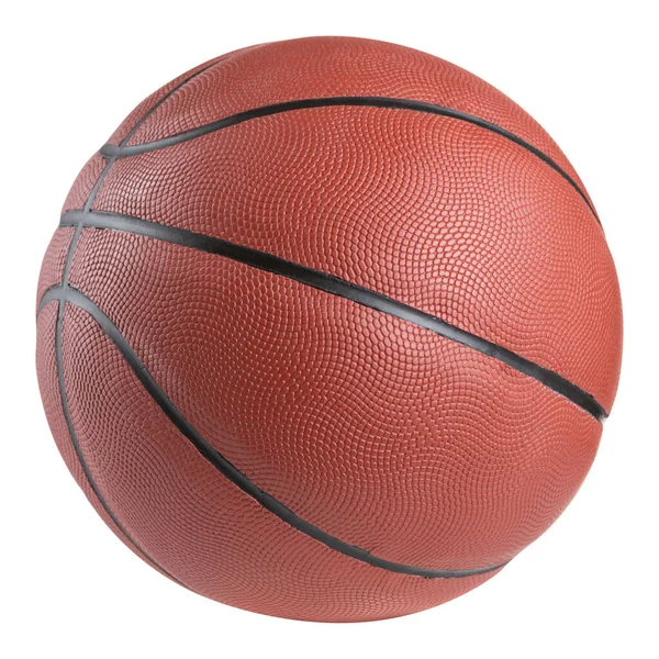 Pelota Baloncesto Clásica Naranja Goma Sobre Fondo Blanco — Foto de Stock