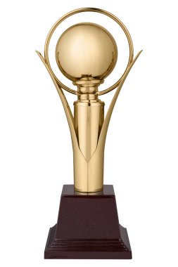 one gold metal winner's cup, on a white background