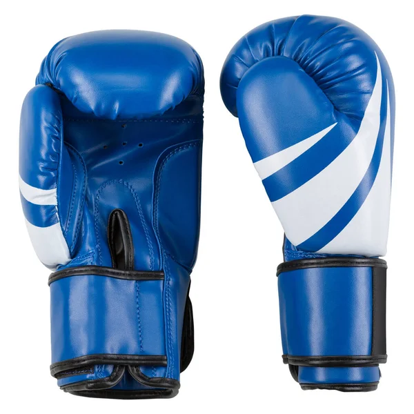 Par Guantes Boxeo Azules Aislados Sobre Fondo Blanco —  Fotos de Stock