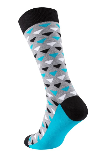 Colored Turquoise Sock White Background Turned Upside Isolate — стоковое фото