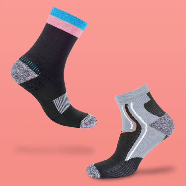 Two Volumetric Socks Actively Moving Located Each Other Background Pantone — Stock Photo, Image