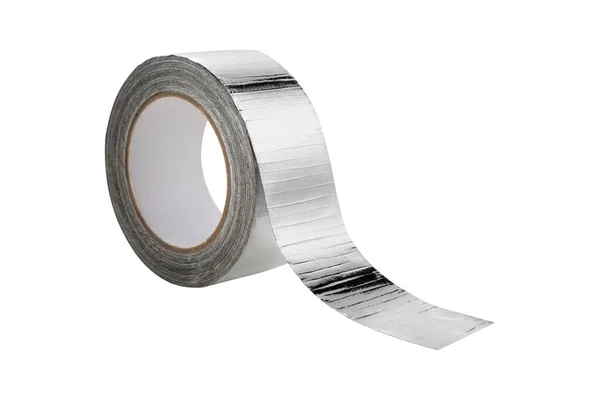 Roll Metallized Adhesive Tape Sealing Seams Roof White Background Isolate — Φωτογραφία Αρχείου