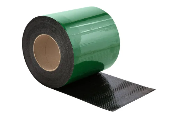 Green Roll Rubber Reinforced Tape Hermetic Joints Roof White Background — Φωτογραφία Αρχείου