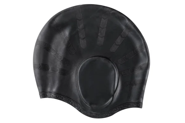 Black Rubber Swimming Cap Pool Sea Head Hair Protection White — Φωτογραφία Αρχείου