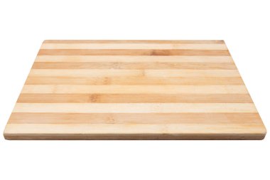 Bambu kesme tahtası, birleşik, yatay yerleşim, beyaz arka planda, izole