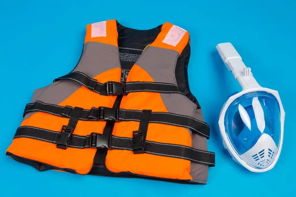 Orange Life Jacket Full Face Mask Diving Concept Diving Saving — Φωτογραφία Αρχείου
