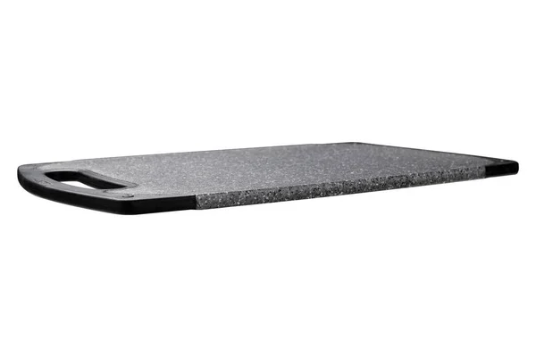 Black Plastic Cutting Board Isolate White Background — Foto de Stock