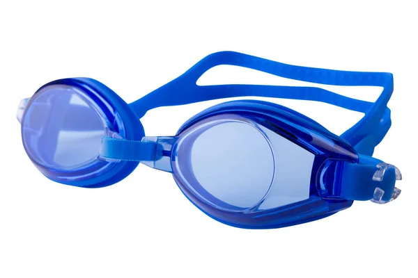 Blauwe Bril Voor Zwemmen Een Zwembad Vijver Een Witte Achtergrond — Stockfoto
