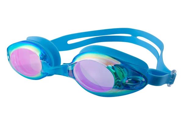 Cyaan Bril Voor Zwemmen Met Gespiegelde Roze Bril Een Witte — Stockfoto