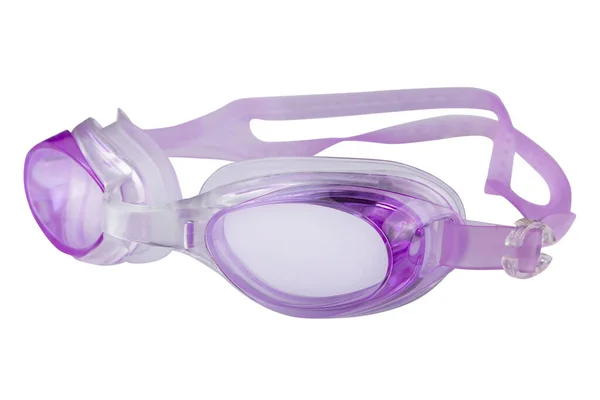 Lilac Goggles Swimming Pool Sea White Background Isolate — Stock Photo, Image