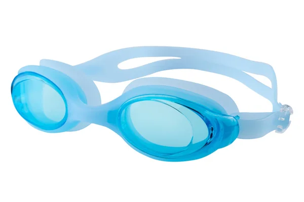 Cyan Goggles Swimming Silicone Strap White Background Isolate — Stock Photo, Image