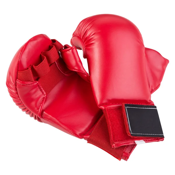 Rode Handschoenen Voor Karate Andere Vechtsporten Een Witte Achtergrond Isoleren — Stockfoto